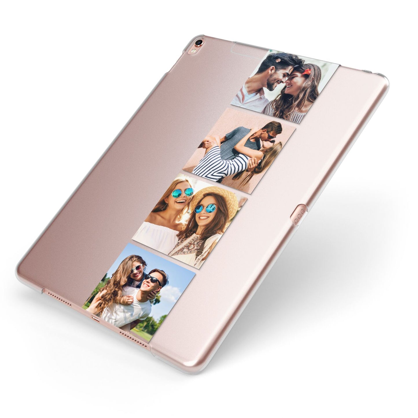 Photo Strip Montage Upload Apple iPad Case on Rose Gold iPad Side View