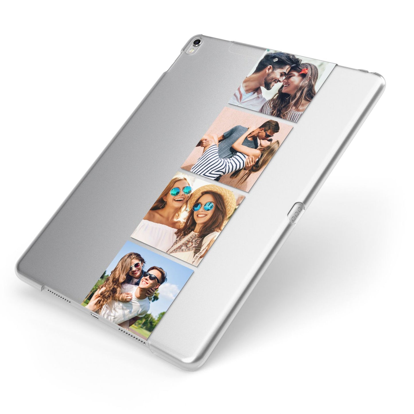 Photo Strip Montage Upload Apple iPad Case on Silver iPad Side View