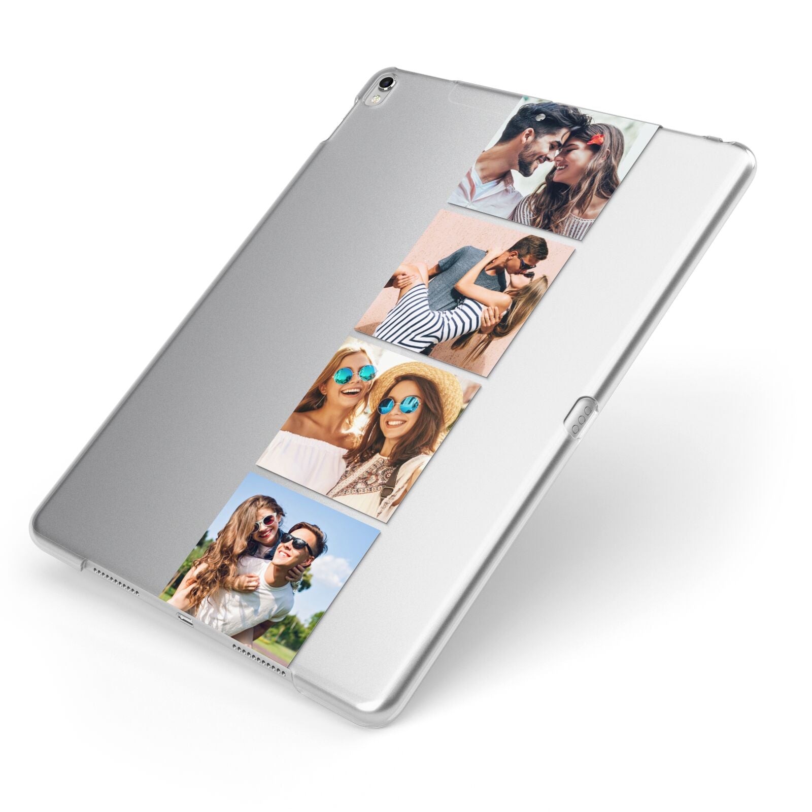 Photo Strip Montage Upload Apple iPad Case on Silver iPad Side View