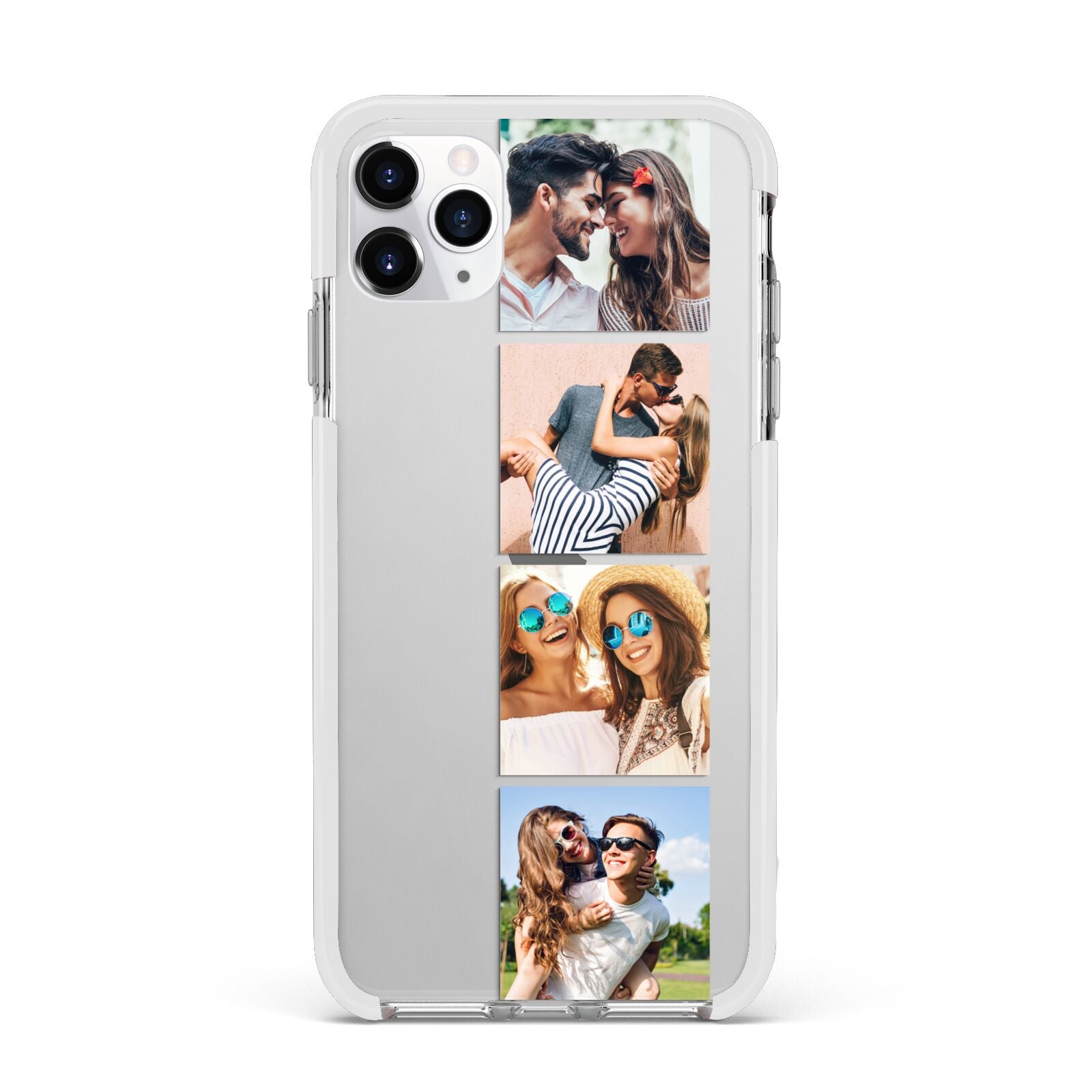 Photo Strip Montage Upload Apple iPhone 11 Pro Max in Silver with White Impact Case