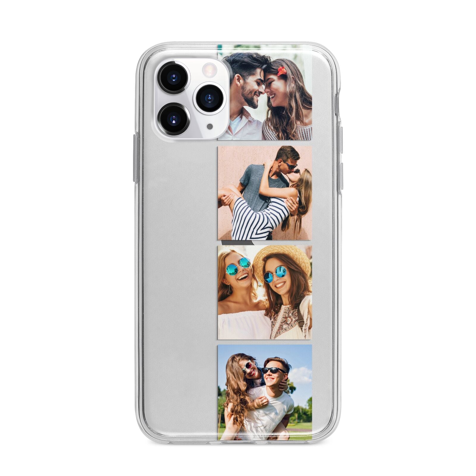 Photo Strip Montage Upload Apple iPhone 11 Pro in Silver with Bumper Case