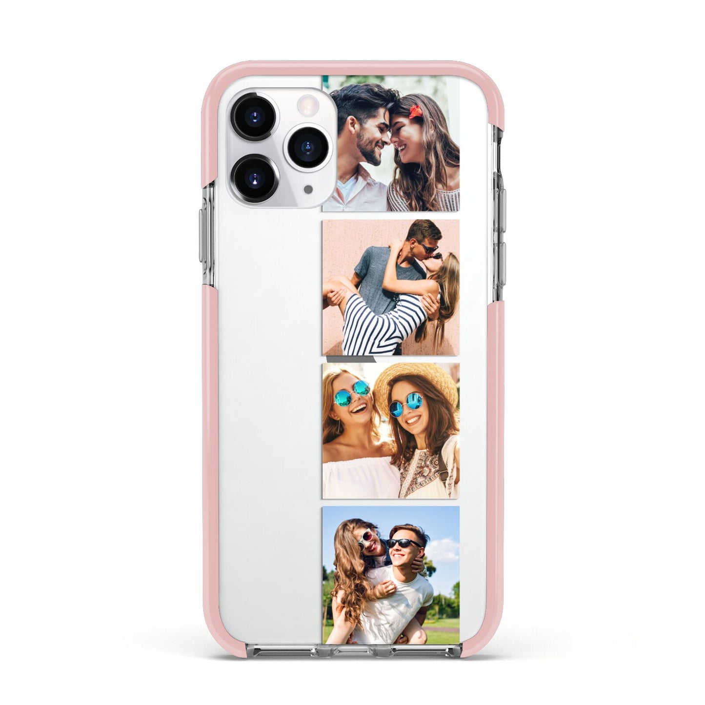 Photo Strip Montage Upload Apple iPhone 11 Pro in Silver with Pink Impact Case