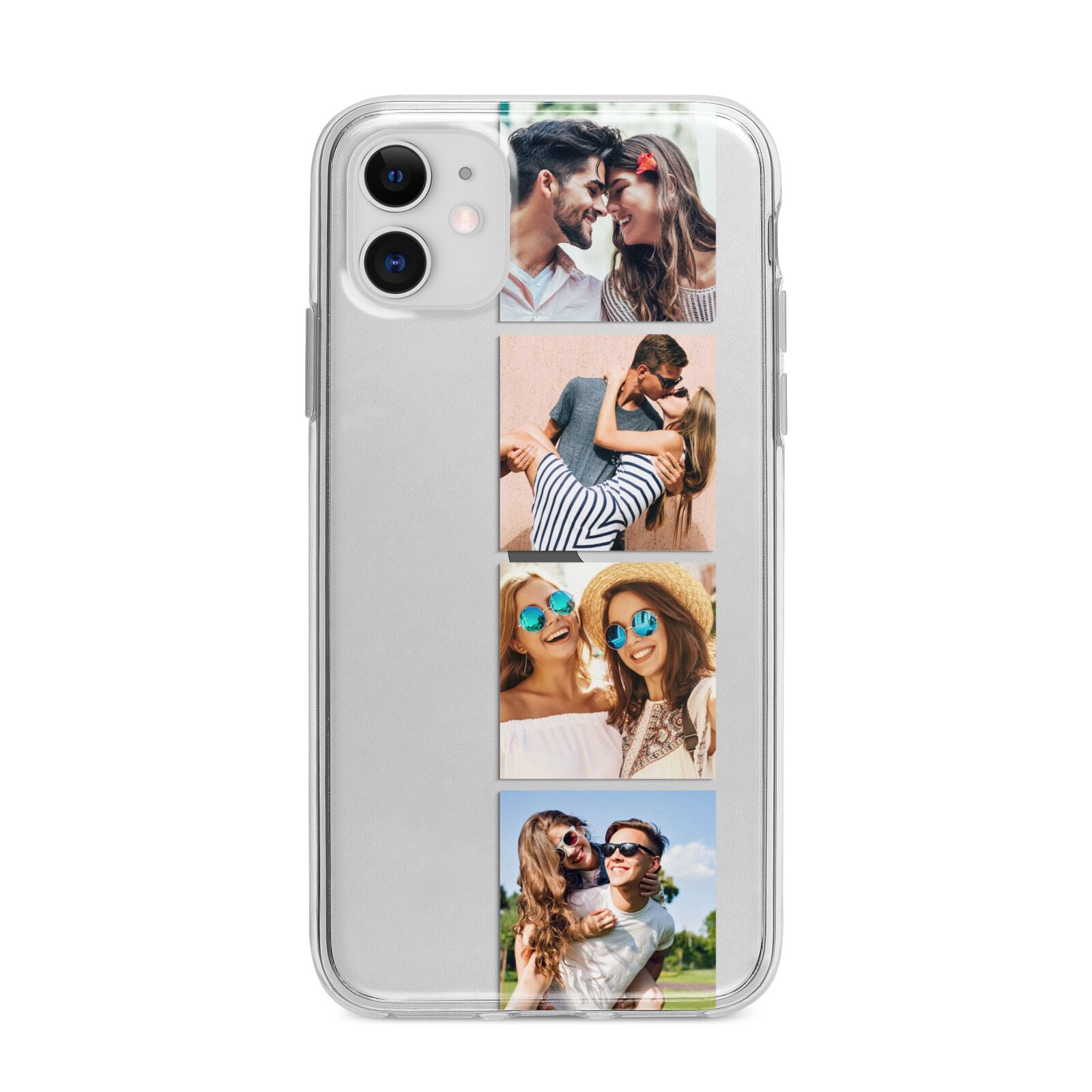 Photo Strip Montage Upload Apple iPhone 11 in White with Bumper Case