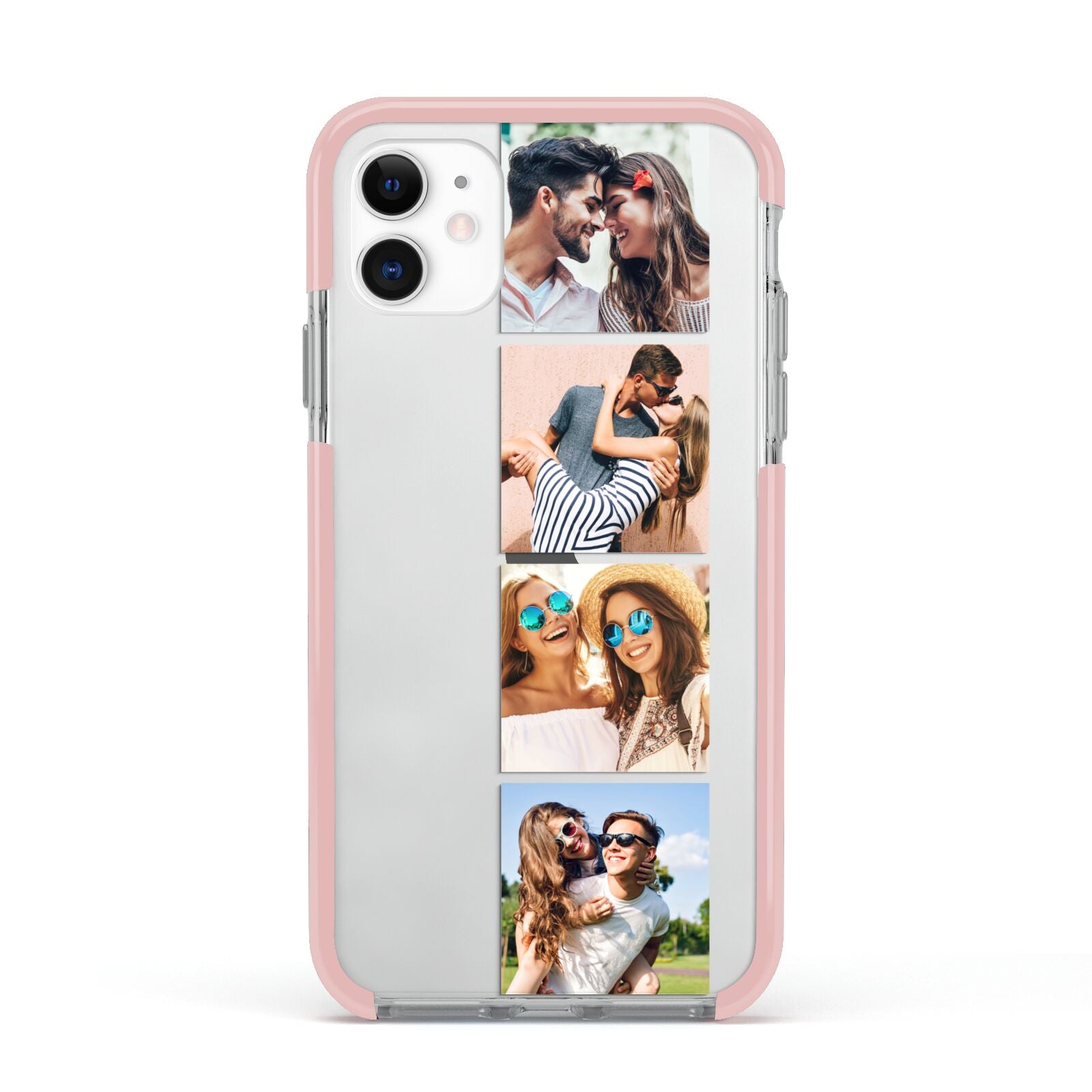 Photo Strip Montage Upload Apple iPhone 11 in White with Pink Impact Case