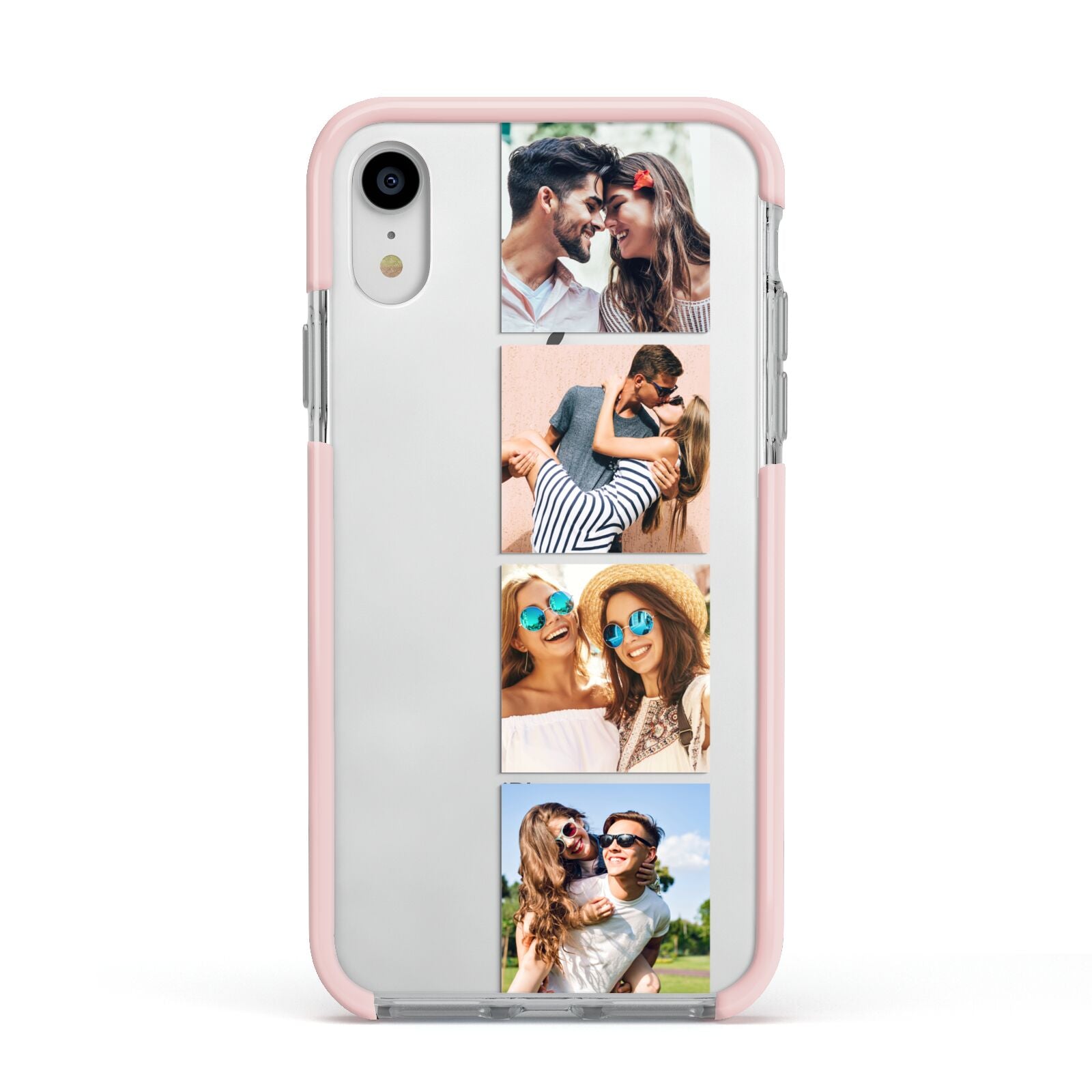 Photo Strip Montage Upload Apple iPhone XR Impact Case Pink Edge on Silver Phone