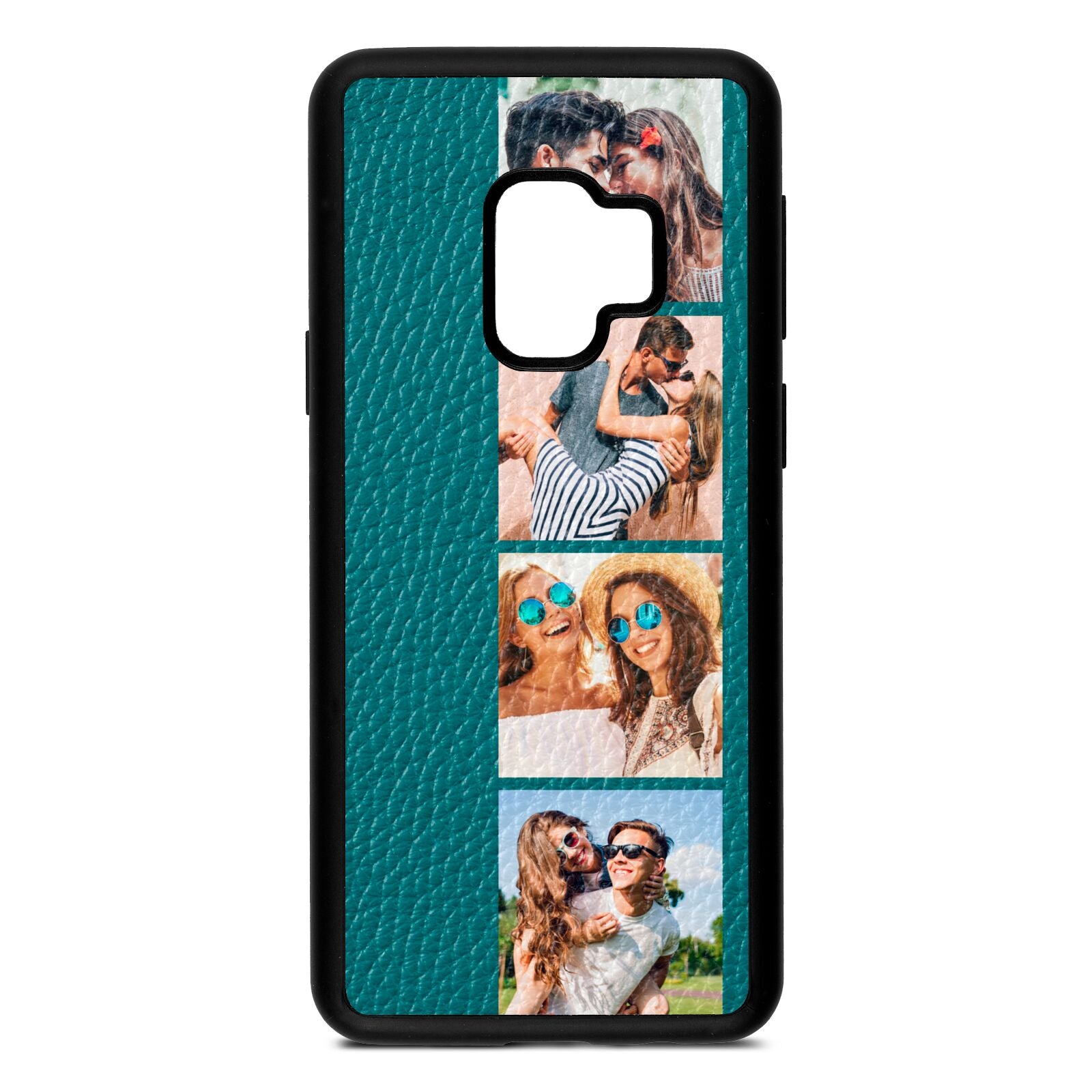 Photo Strip Montage Upload Green Pebble Leather Samsung S9 Case