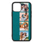 Photo Strip Montage Upload Green Pebble Leather iPhone 11 Case