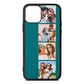 Photo Strip Montage Upload Green Pebble Leather iPhone 11 Pro Case