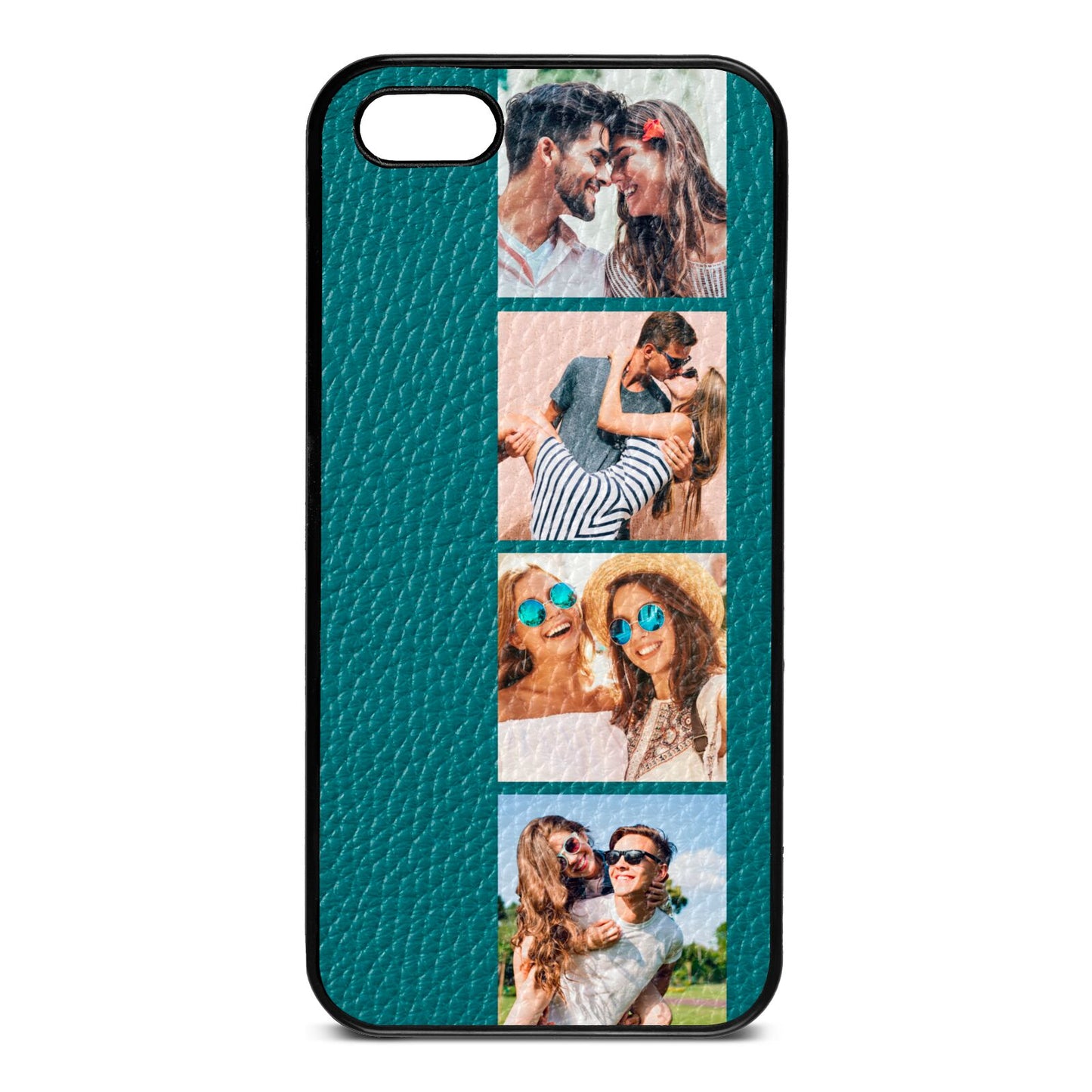 Photo Strip Montage Upload Green Pebble Leather iPhone 5 Case