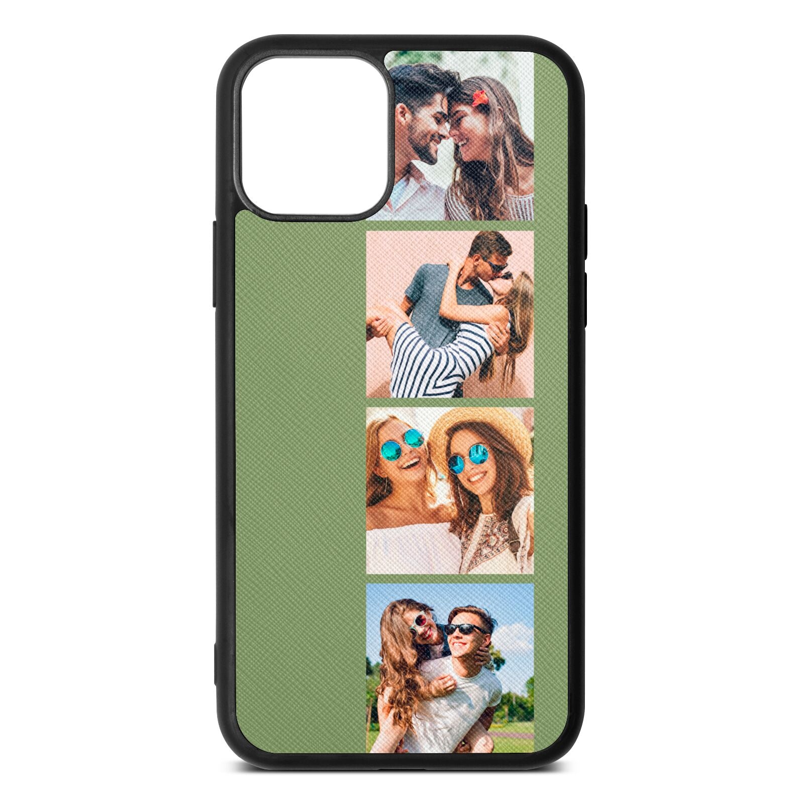 Photo Strip Montage Upload Lime Saffiano Leather iPhone 11 Case