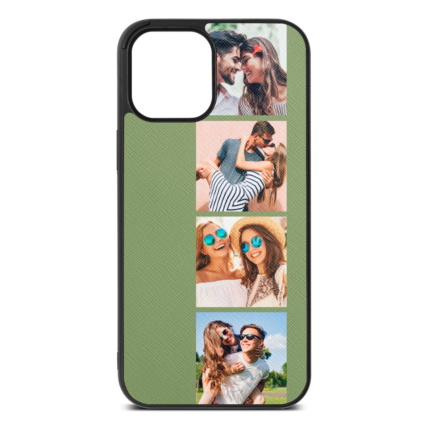 Photo Strip Montage Upload Lime Saffiano Leather iPhone 12 Pro Max Case