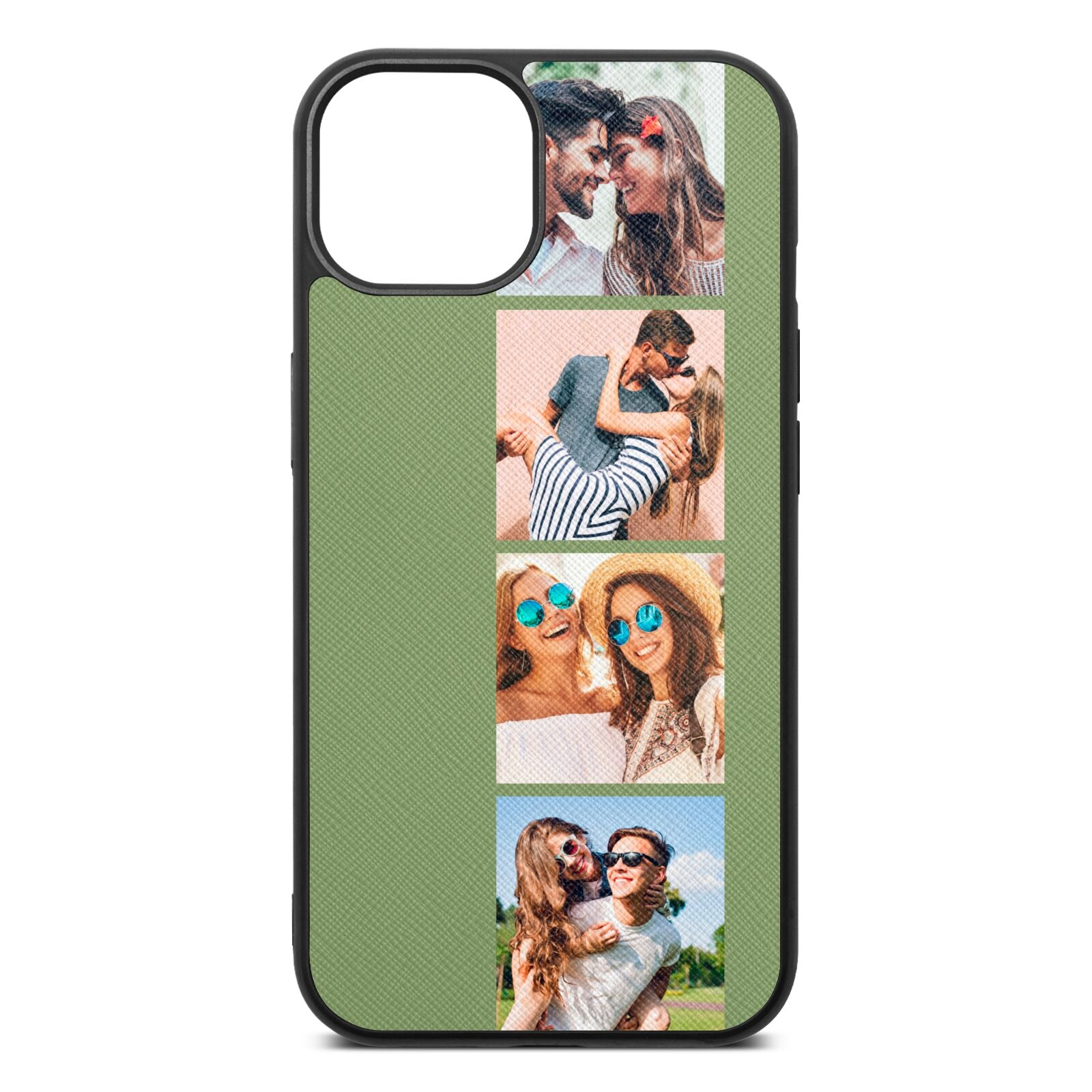 Photo Strip Montage Upload Lime Saffiano Leather iPhone 13 Case