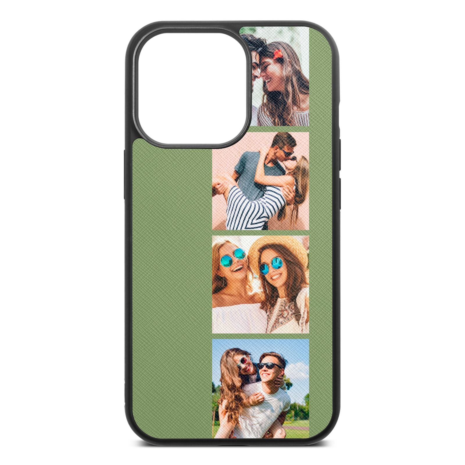 Photo Strip Montage Upload Lime Saffiano Leather iPhone 13 Pro Case