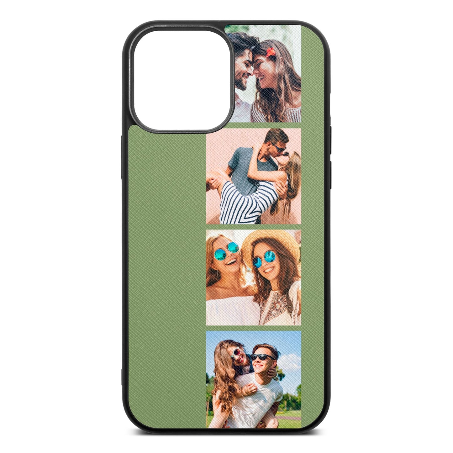 Photo Strip Montage Upload Lime Saffiano Leather iPhone 13 Pro Max Case