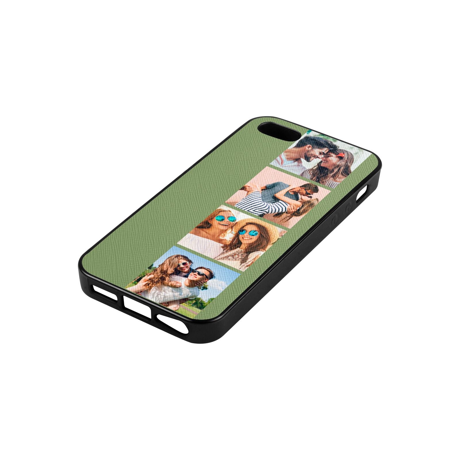 Photo Strip Montage Upload Lime Saffiano Leather iPhone 5 Case Side Angle