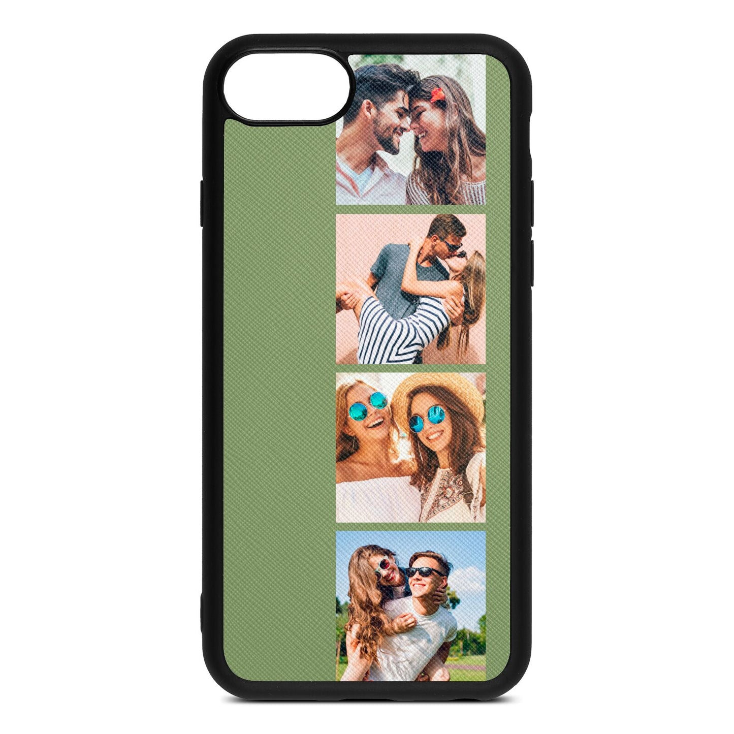 Photo Strip Montage Upload Lime Saffiano Leather iPhone 8 Case