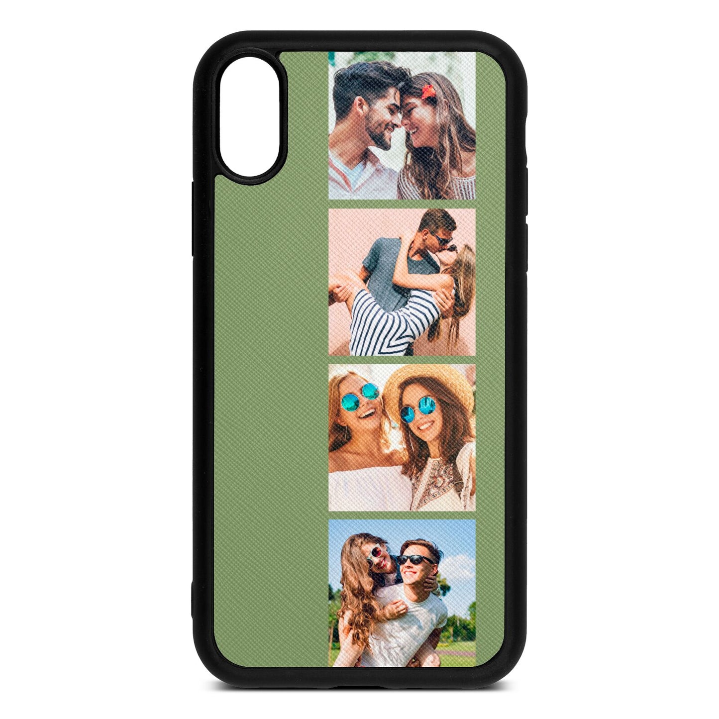 Photo Strip Montage Upload Lime Saffiano Leather iPhone Xr Case
