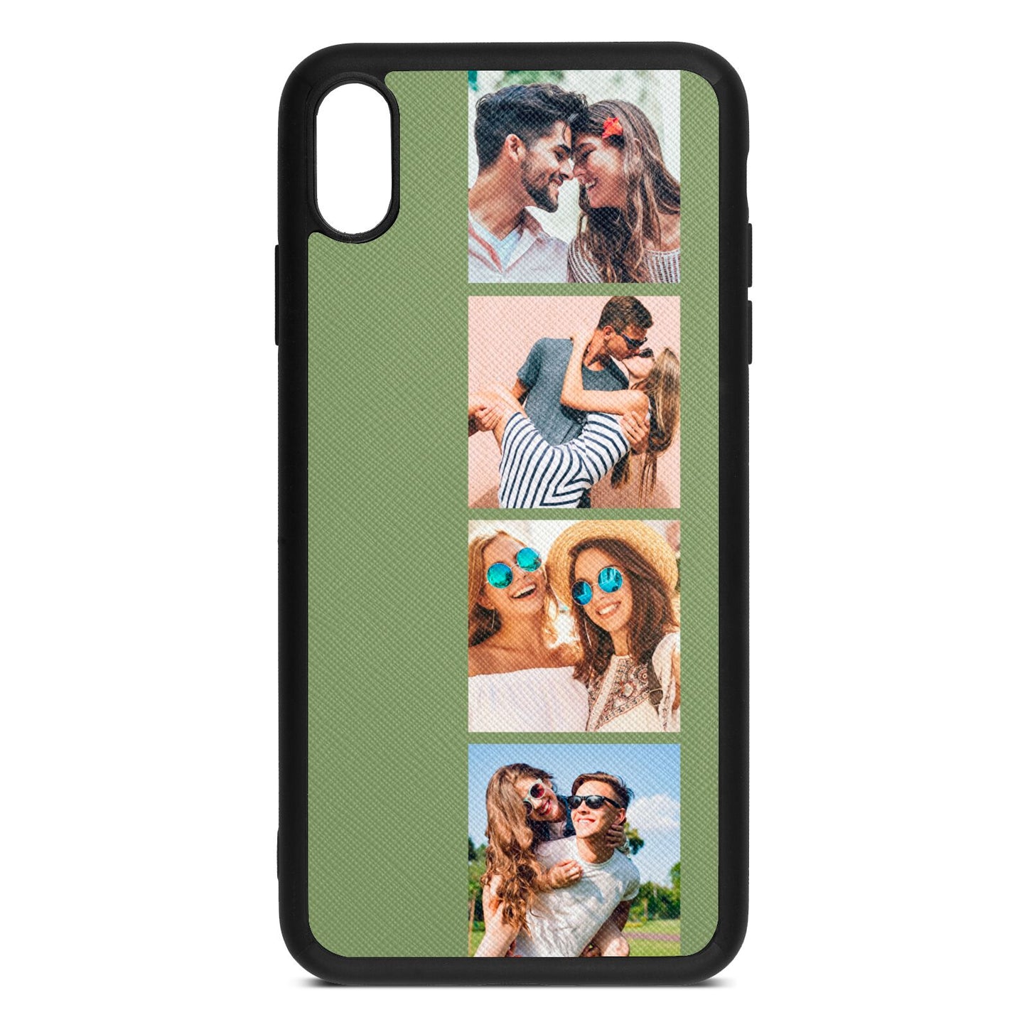 Photo Strip Montage Upload Lime Saffiano Leather iPhone Xs Max Case