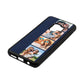 Photo Strip Montage Upload Navy Blue Pebble Leather Samsung S9 Case Side Angle