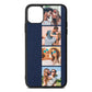 Photo Strip Montage Upload Navy Blue Pebble Leather iPhone 11 Pro Max Case