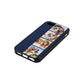 Photo Strip Montage Upload Navy Blue Pebble Leather iPhone 5 Case Side Angle