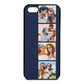 Photo Strip Montage Upload Navy Blue Pebble Leather iPhone 5 Case