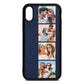 Photo Strip Montage Upload Navy Blue Pebble Leather iPhone Xr Case