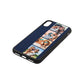 Photo Strip Montage Upload Navy Blue Pebble Leather iPhone Xs Case Side Image