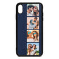 Photo Strip Montage Upload Navy Blue Pebble Leather iPhone Xs Max Case