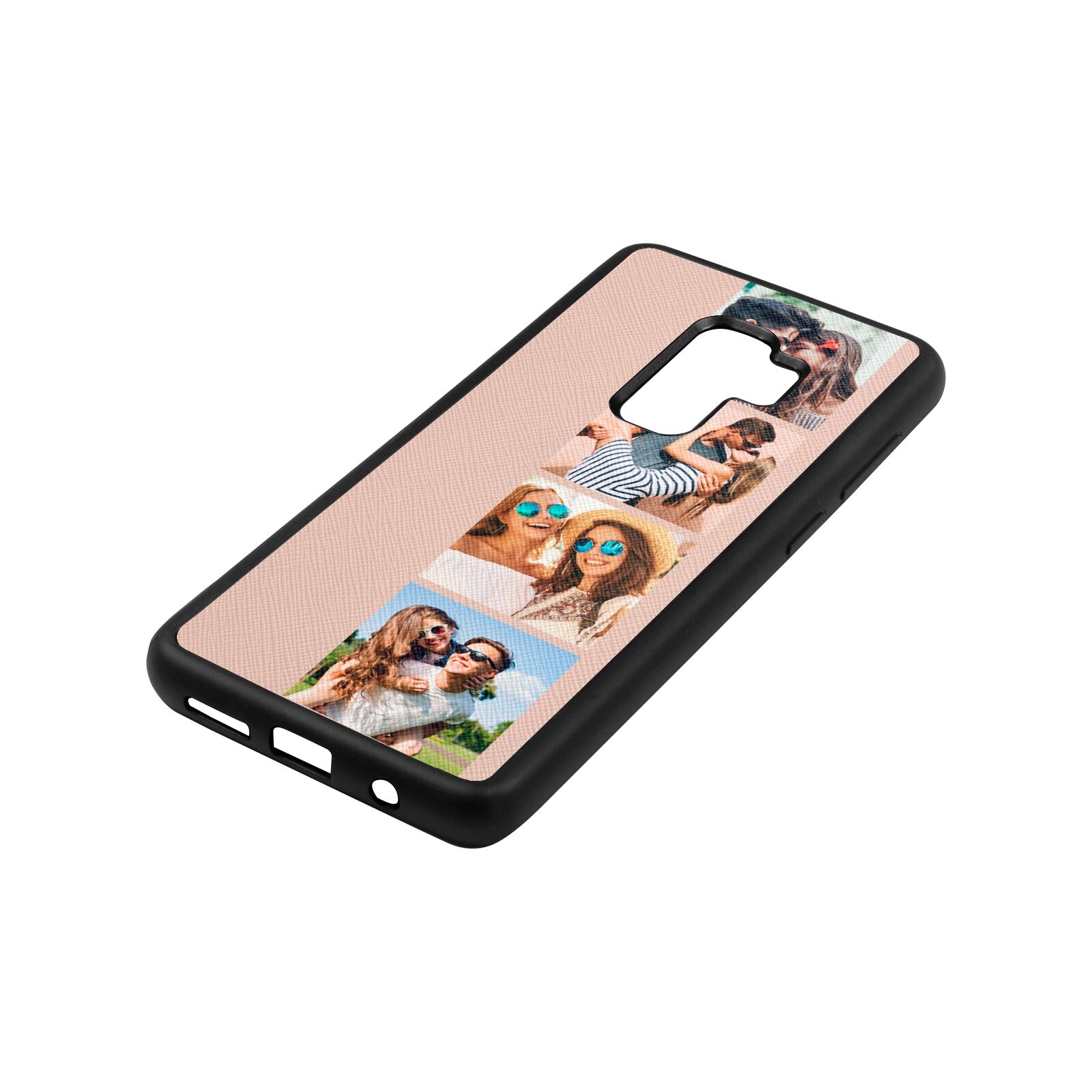 Photo Strip Montage Upload Nude Saffiano Leather Samsung S9 Plus Case Side Angle