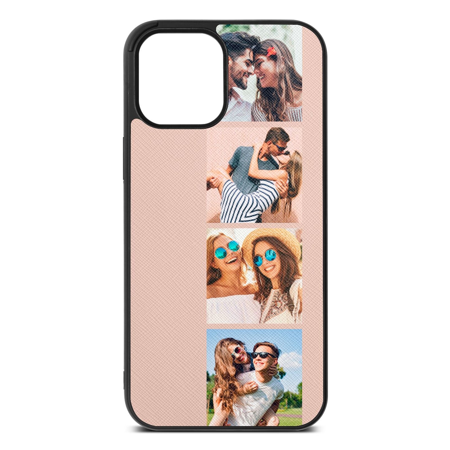Photo Strip Montage Upload Nude Saffiano Leather iPhone 12 Pro Max Case