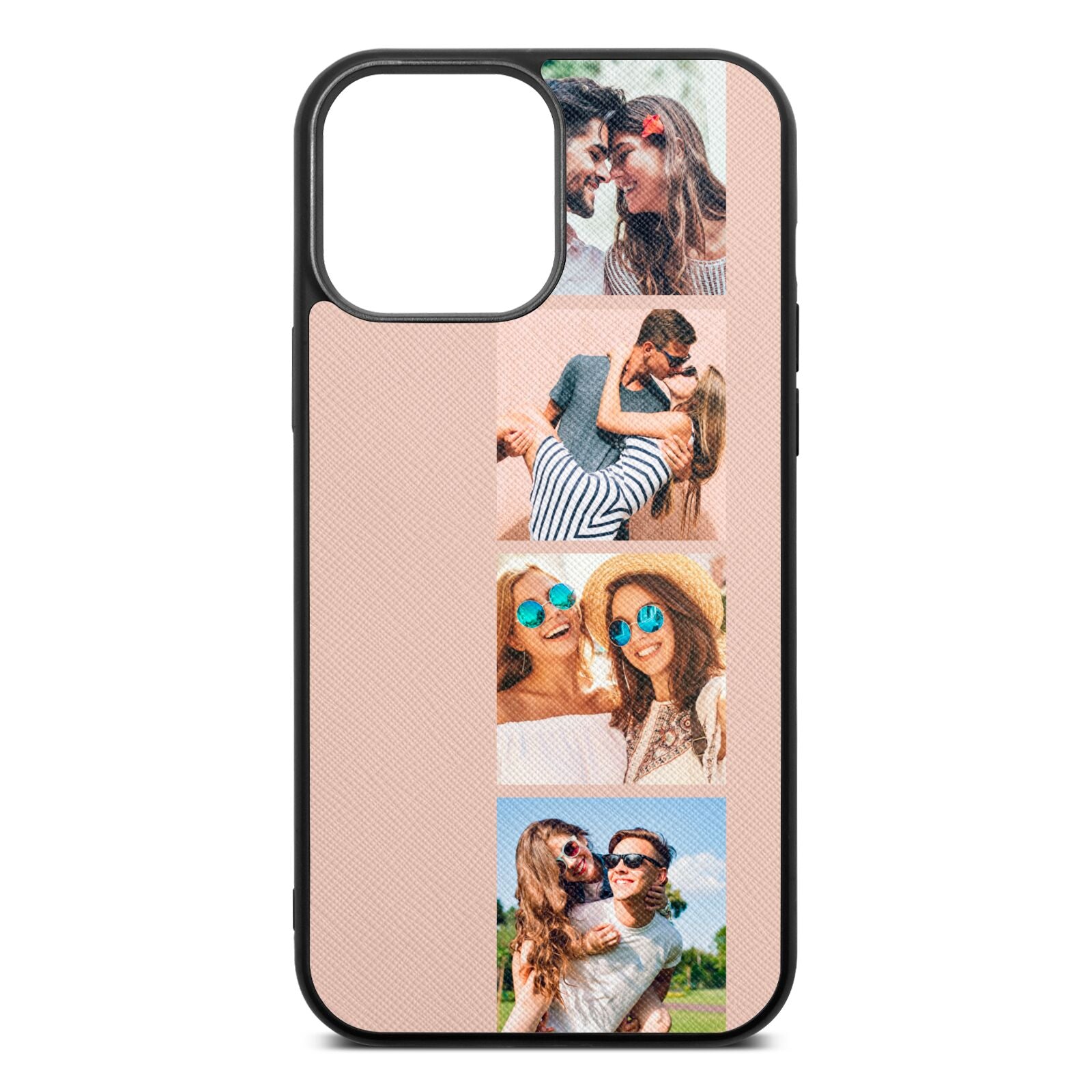 Photo Strip Montage Upload Nude Saffiano Leather iPhone 13 Pro Max Case