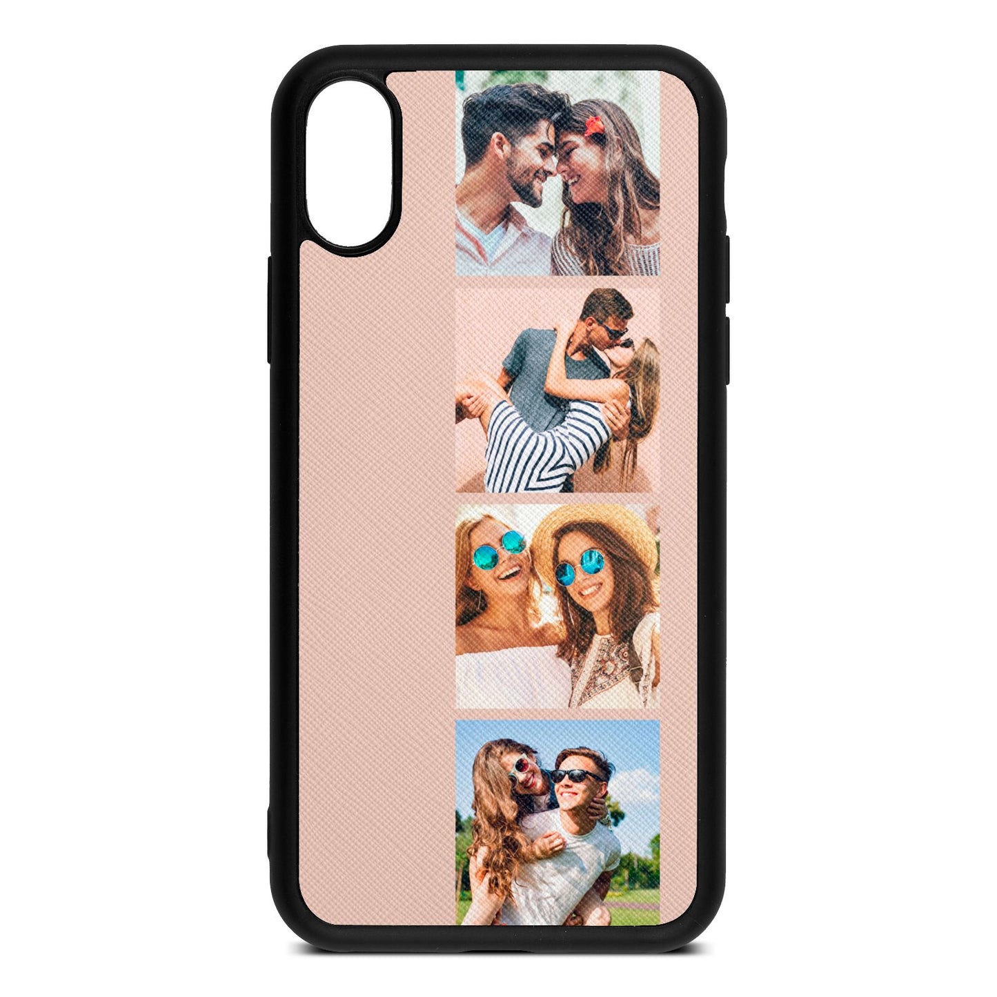 Photo Strip Montage Upload Nude Saffiano Leather iPhone Xs Case
