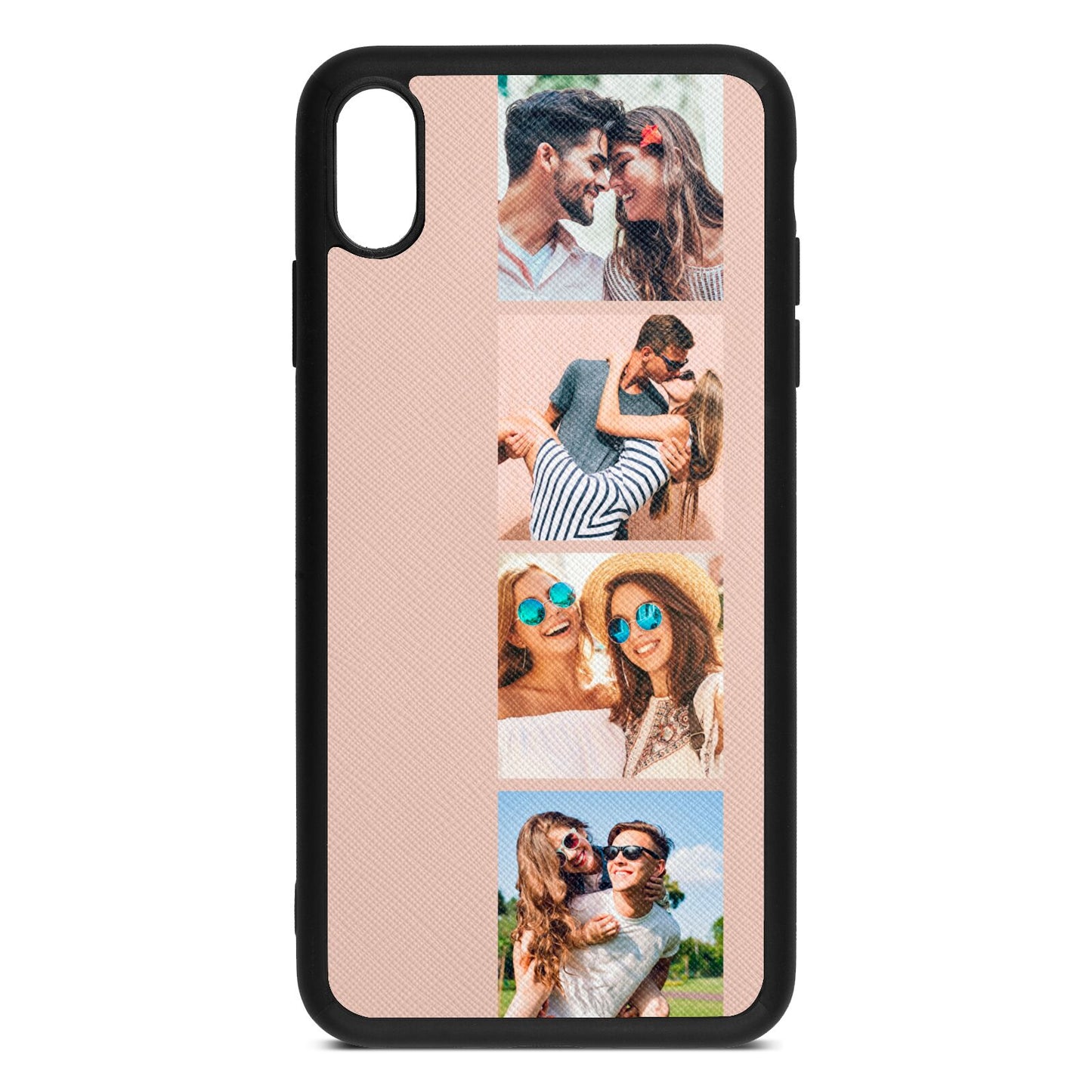 Photo Strip Montage Upload Nude Saffiano Leather iPhone Xs Max Case
