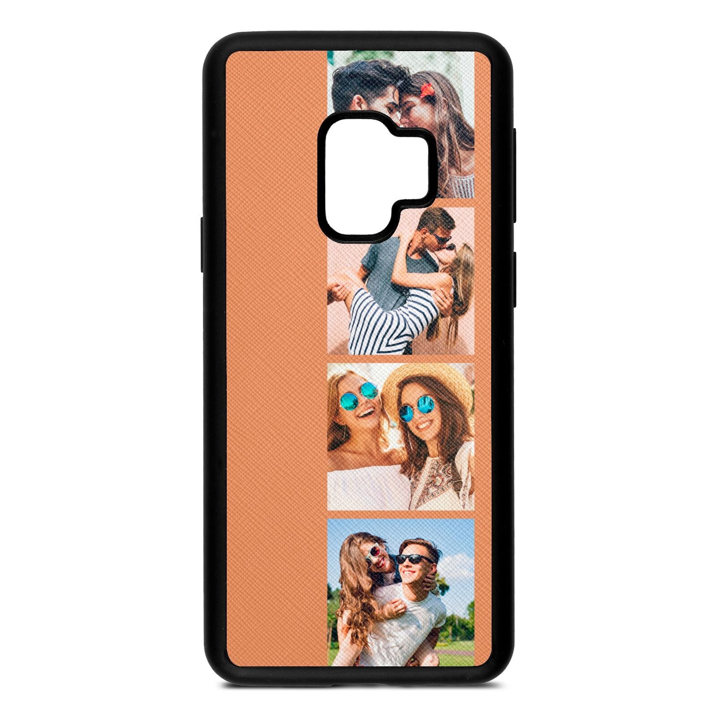 Photo Strip Montage Upload Orange Saffiano Leather Samsung S9 Case