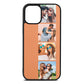 Photo Strip Montage Upload Orange Saffiano Leather iPhone 12 Mini Case