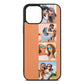 Photo Strip Montage Upload Orange Saffiano Leather iPhone 12 Pro Max Case