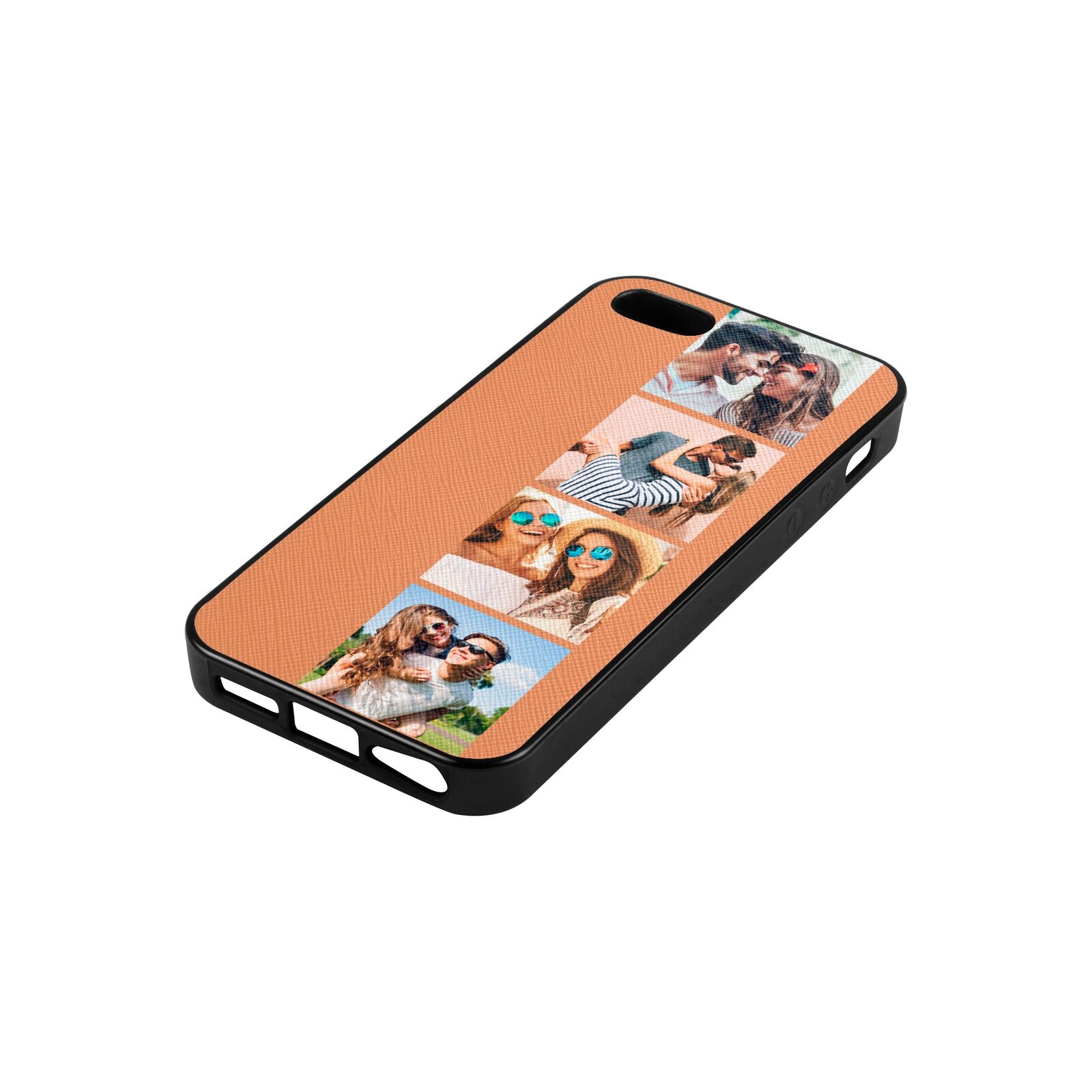 Photo Strip Montage Upload Orange Saffiano Leather iPhone 5 Case Side Angle