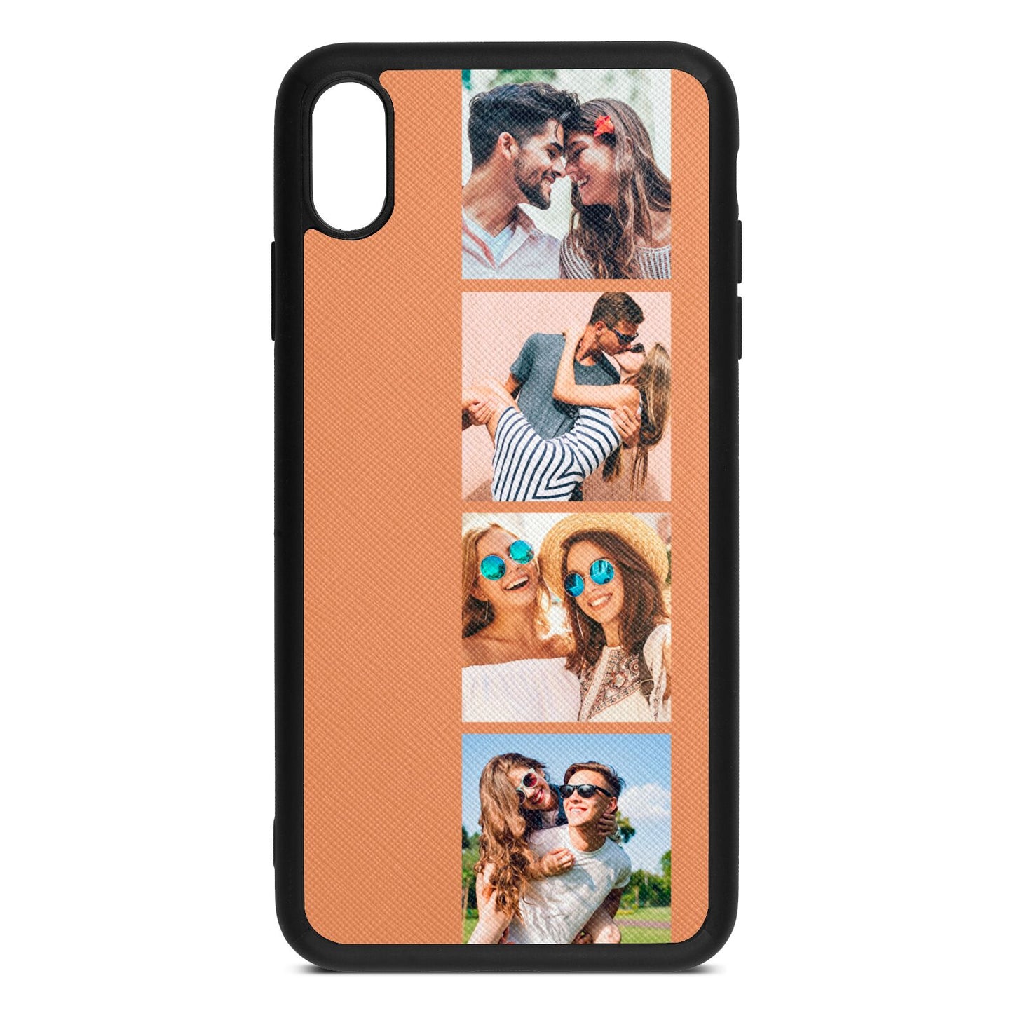 Photo Strip Montage Upload Orange Saffiano Leather iPhone Xs Max Case