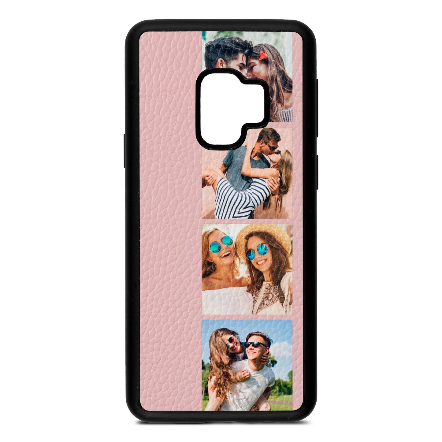 Photo Strip Montage Upload Pink Pebble Leather Samsung S9 Case