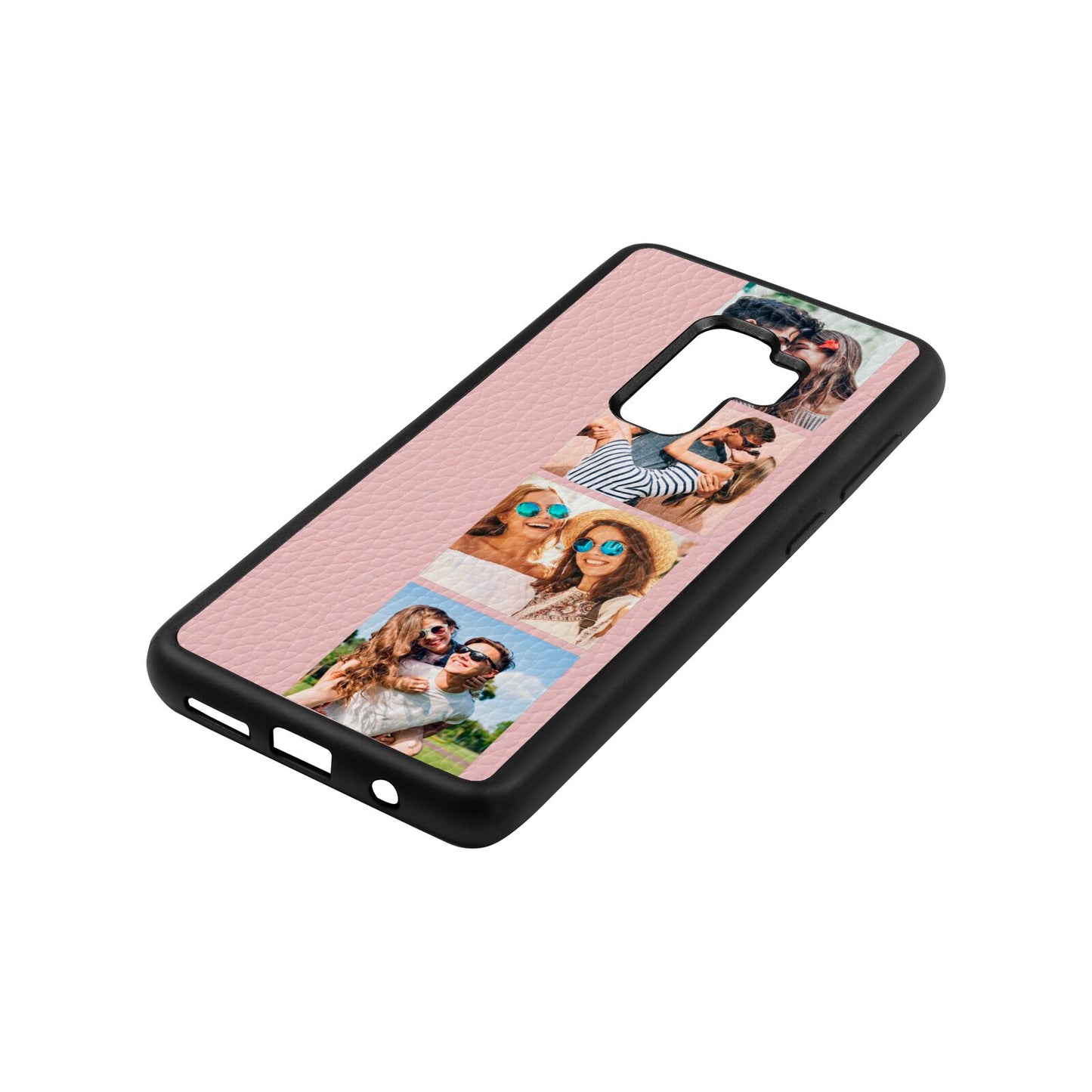Photo Strip Montage Upload Pink Pebble Leather Samsung S9 Plus Case Side Angle