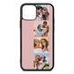 Photo Strip Montage Upload Pink Pebble Leather iPhone 11 Pro Case