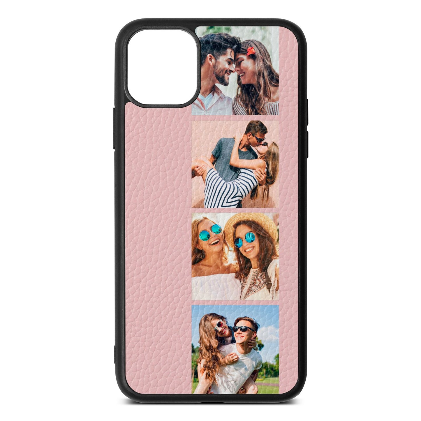 Photo Strip Montage Upload Pink Pebble Leather iPhone 11 Pro Max Case