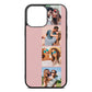 Photo Strip Montage Upload Pink Pebble Leather iPhone 13 Pro Max Case
