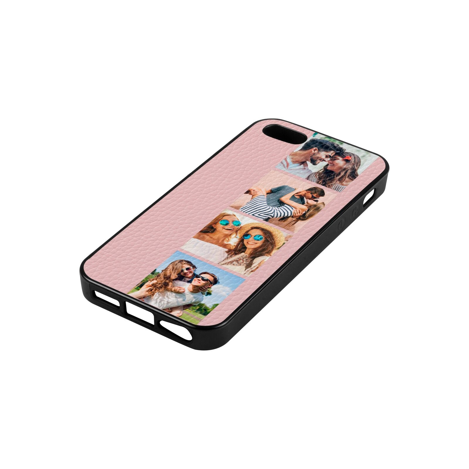 Photo Strip Montage Upload Pink Pebble Leather iPhone 5 Case Side Angle