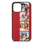 Photo Strip Montage Upload Red Pebble Leather iPhone 12 Pro Max Case