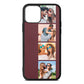 Photo Strip Montage Upload Rose Brown Saffiano Leather iPhone 11 Case