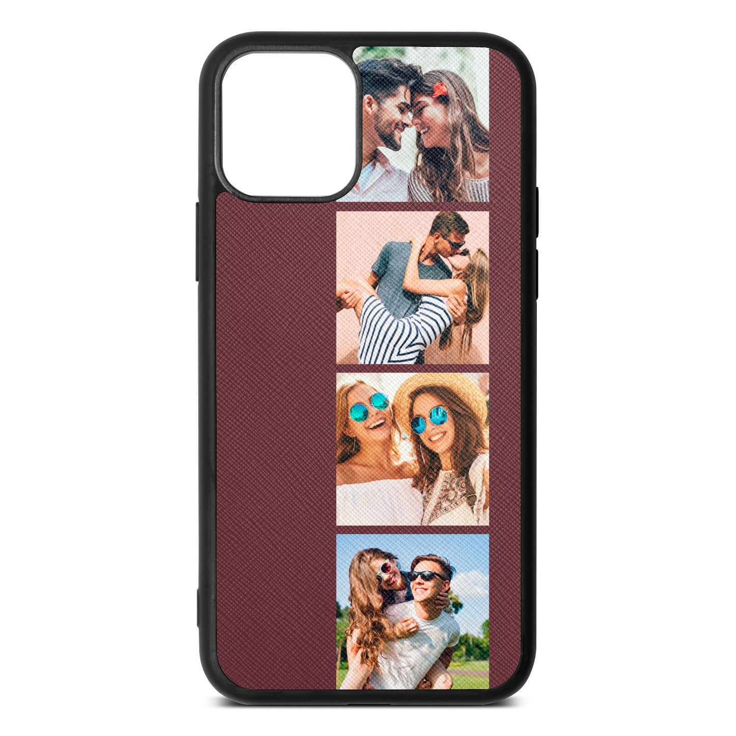 Photo Strip Montage Upload Rose Brown Saffiano Leather iPhone 11 Pro Case