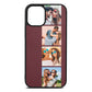 Photo Strip Montage Upload Rose Brown Saffiano Leather iPhone 12 Mini Case