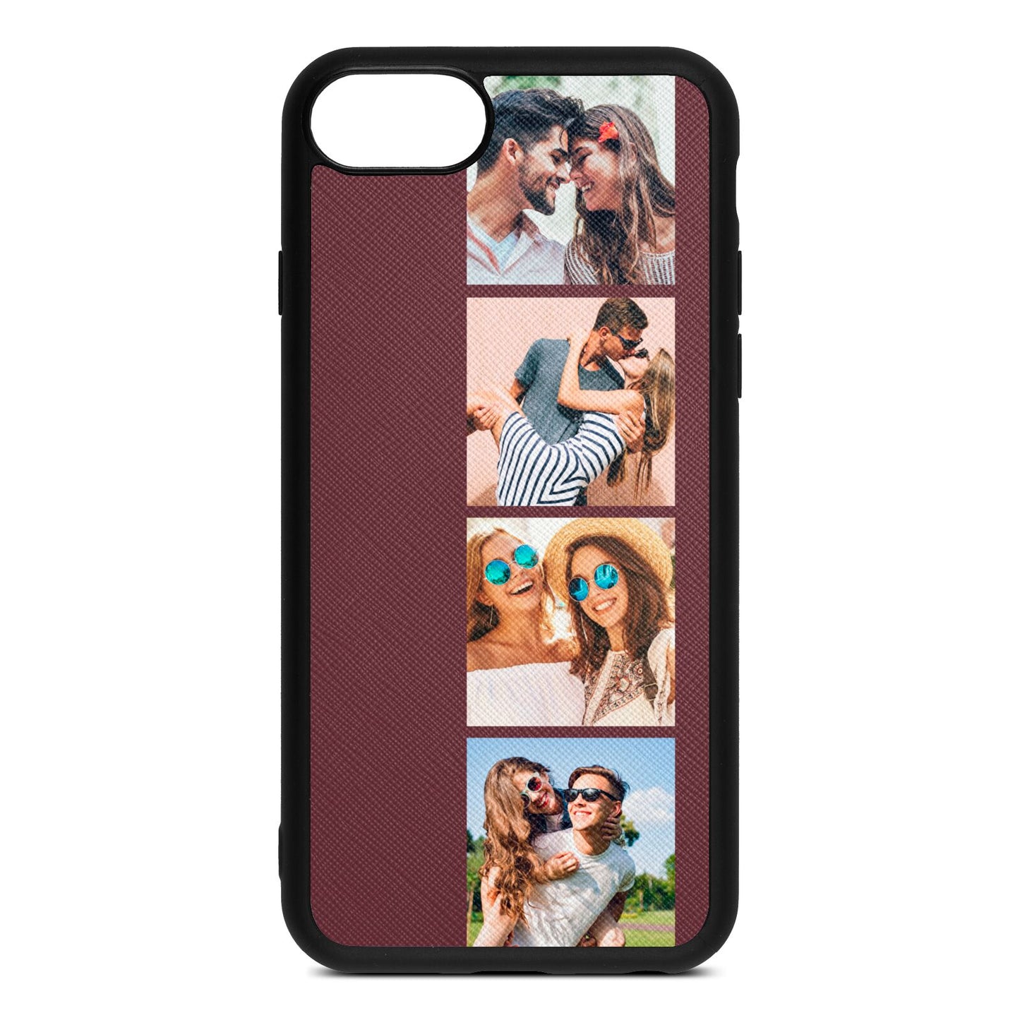 Photo Strip Montage Upload Rose Brown Saffiano Leather iPhone 8 Case